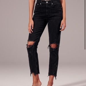 black ultra high rise mom jeans